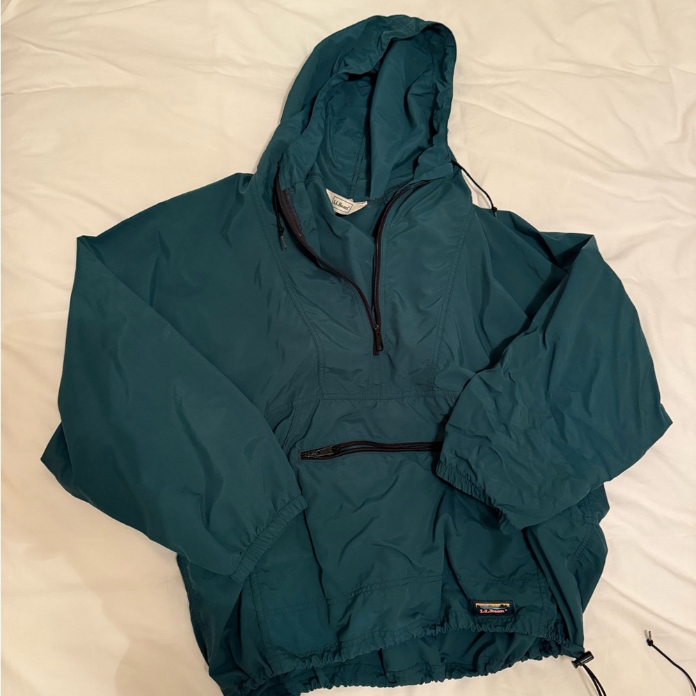 L.L.Bean Teal Green Hooded Windbreaker Vintage